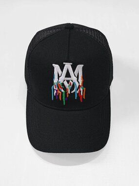 AMIRI Black Cap with Colorful Drip Logo
